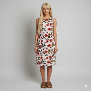 uniqlo x Marimekko Floral Cotton Poplin Midi Shift Dress - Small, NWTs!